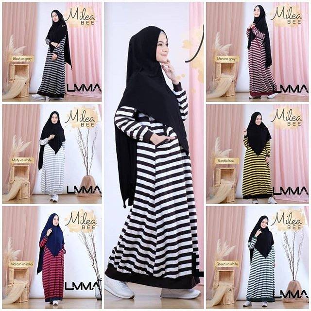DRESS MILEA BEE BY UMMA/gamis dewasa/pakaian wanita/baju muslim/cotton/khimar/syari/hijab/modis