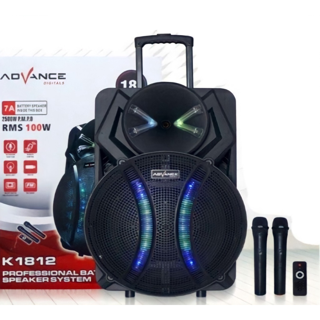 Advance Speaker Portable Meeting Trolley 18&quot; K1812 + 2 Mic Bluetooth