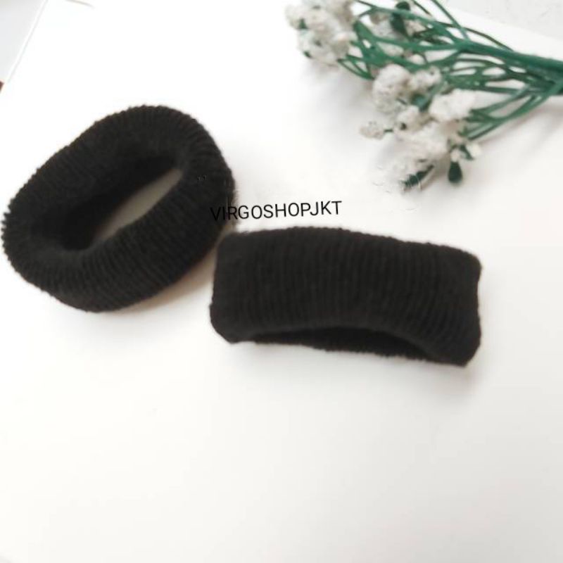 Ikat Rambut Donat Hitam Isi 2pcs/karet Rambut Donat hitam