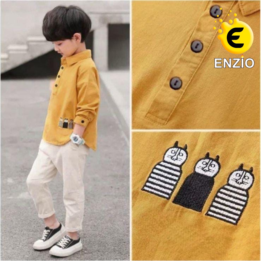 SALE 12.12 Baju Setelan Anak Kemeja KUGO 2-6 tahun Enziokids Baju Berkualitas