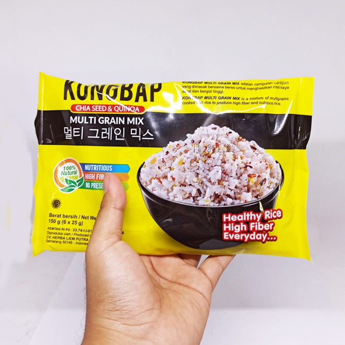 

bg20t01r Kongbap Multi Grain Mix (6 Sachet X 25 Gram) - Beras Sehat Kaya Serat - Habbatussauda