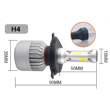 Lampu Mobil LED COB Headlight 8000LM H4/9003 S2 Chip 2 PCS - Silver--TaffLED