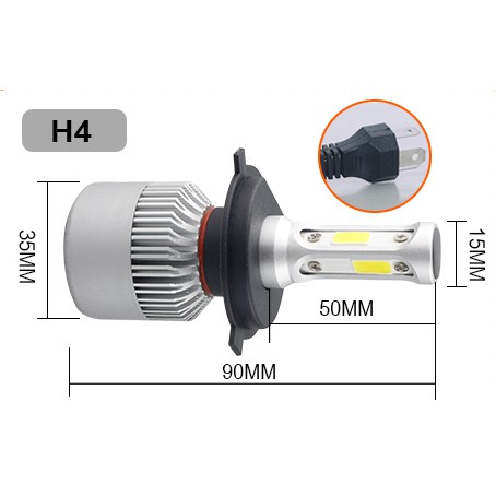 TaffLED Lampu Mobil LED COB Headlight 8000LM H4/HB3/9003 S2 Chip 2 PCS - Silver