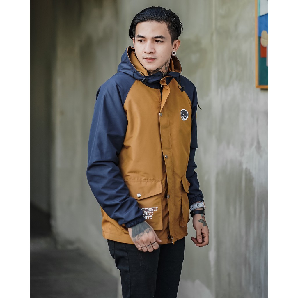 Jaket Casual Mustard Navy Jaket Parasut Pria Jaket Outdoor Salviohexia