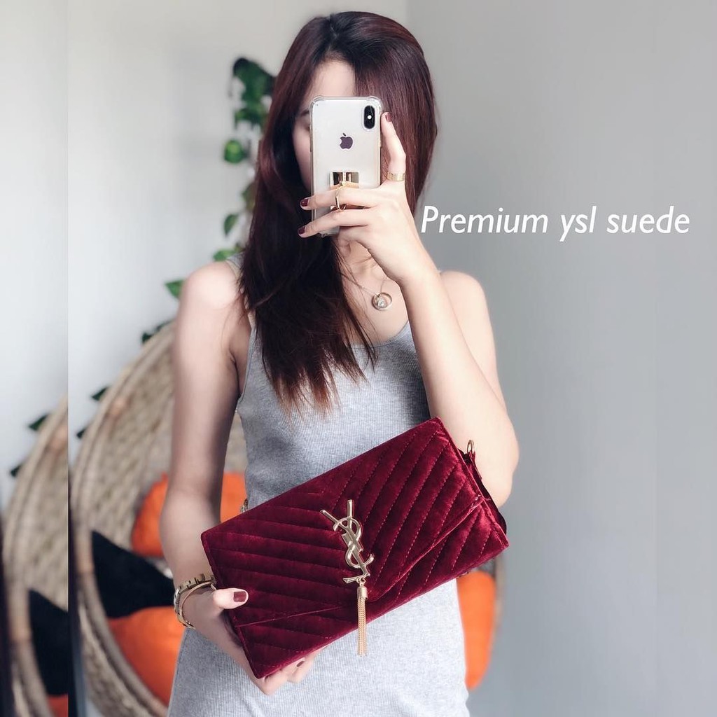 YSL Clutch Bag Suede Premium