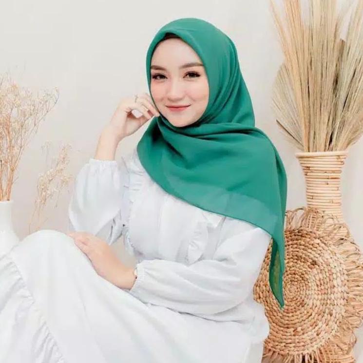 Flash Sale ?? Hijab Segiempat | HIJAU TOSCA | Size 115x115 | jilbab bella square PREMIUM 60 Warna Ba