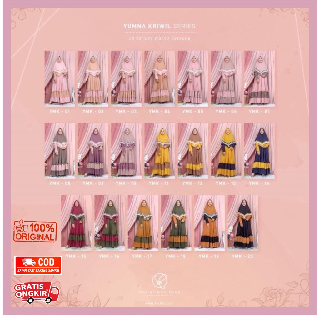 KICIKS YUMNA KRIWIL SERIES // DRESS SET HIJAB CANTIK MODEL BARU // READY STOCK & SIAP KIRIM