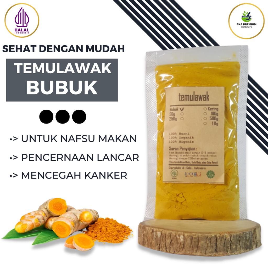 

Temulawak Bubuk Serbuk Halus Murni Rempah Rempah Asli Obat Herbal Tradisional Kemasan Kering bumbu masak dapur Penambah Nafsu Makan Pencernaan Haid Asi