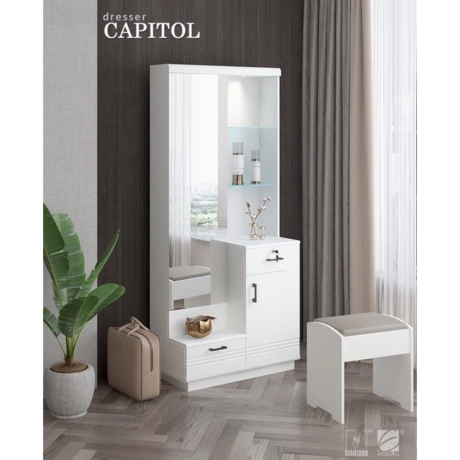 dresser capitol / meja rias putih glossy / meja rias siantano / capitol siantano / meja rias