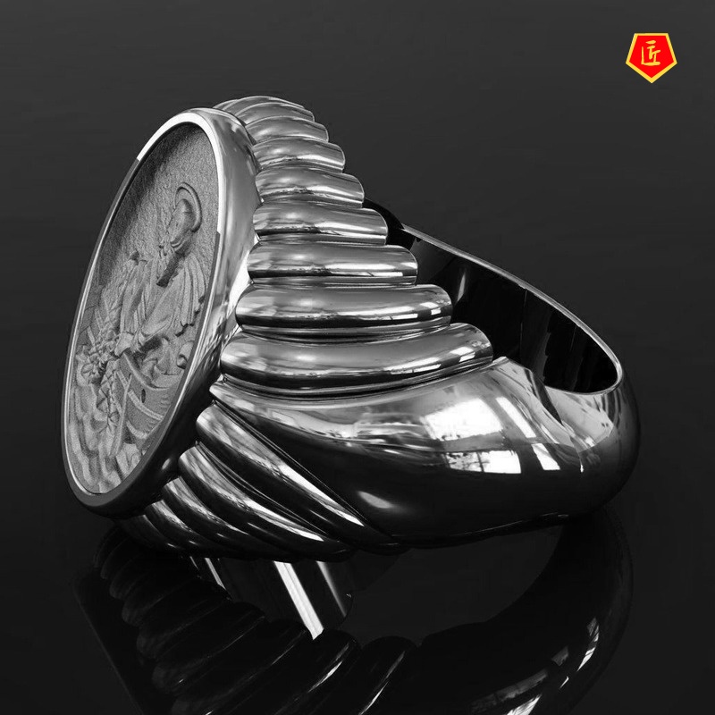 [Ready Stock]Retro Personality 18K Gold Fisherman Statue Man's Ring