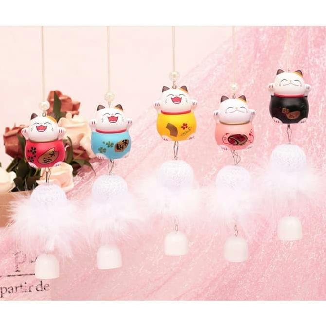 Lucky Cat Light Ball Wind Chime/Gantungan Lonceng Angin Pintu Jendela
