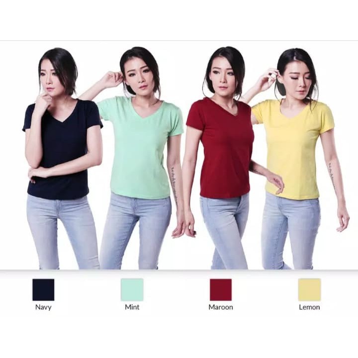 V-NECK Pendek Wanita /Kaos Polos Murah