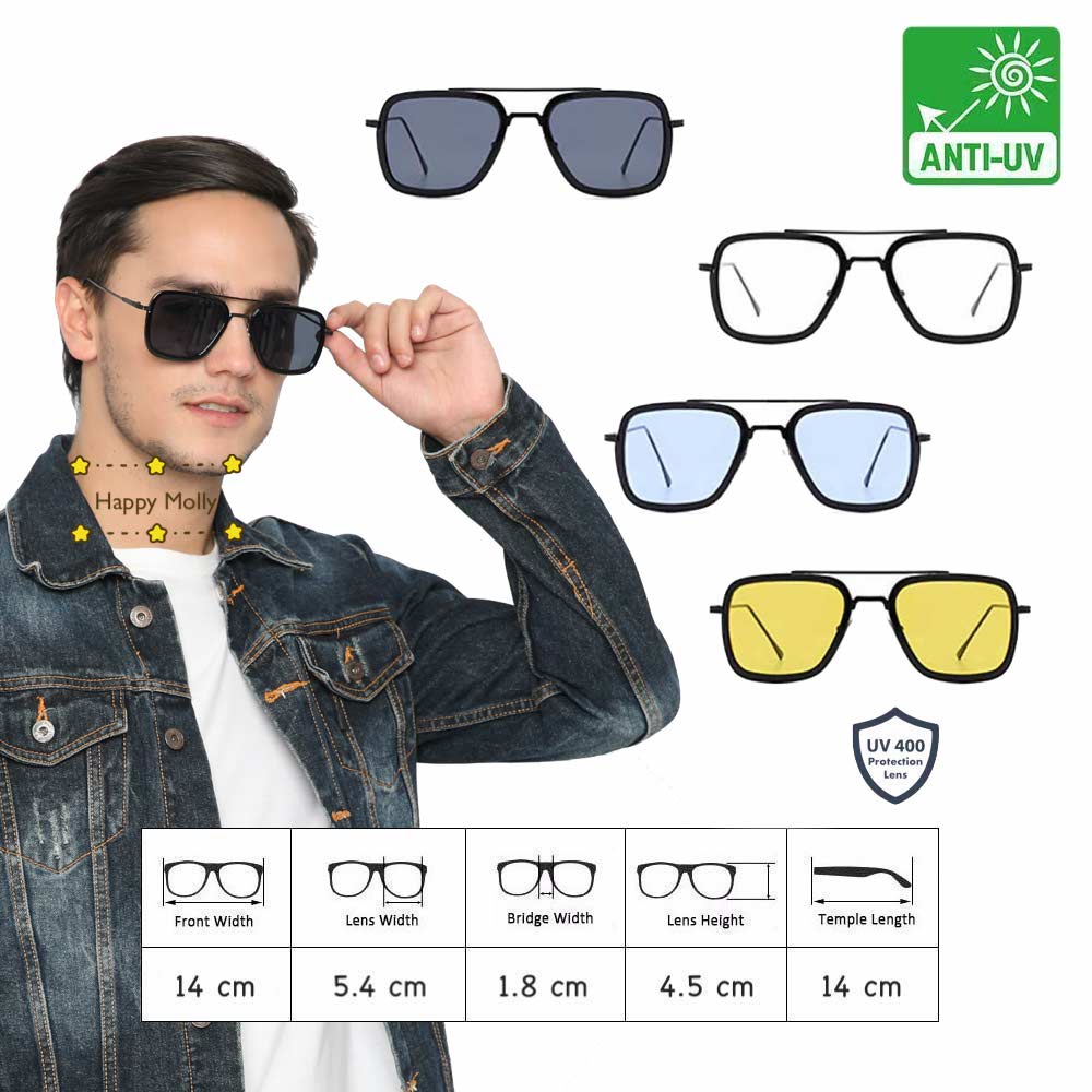 Kacamata Anti UV400 [ Hitam Kuning ] Sunglasses Pria &amp; Wanita - Design Korea - HM8033