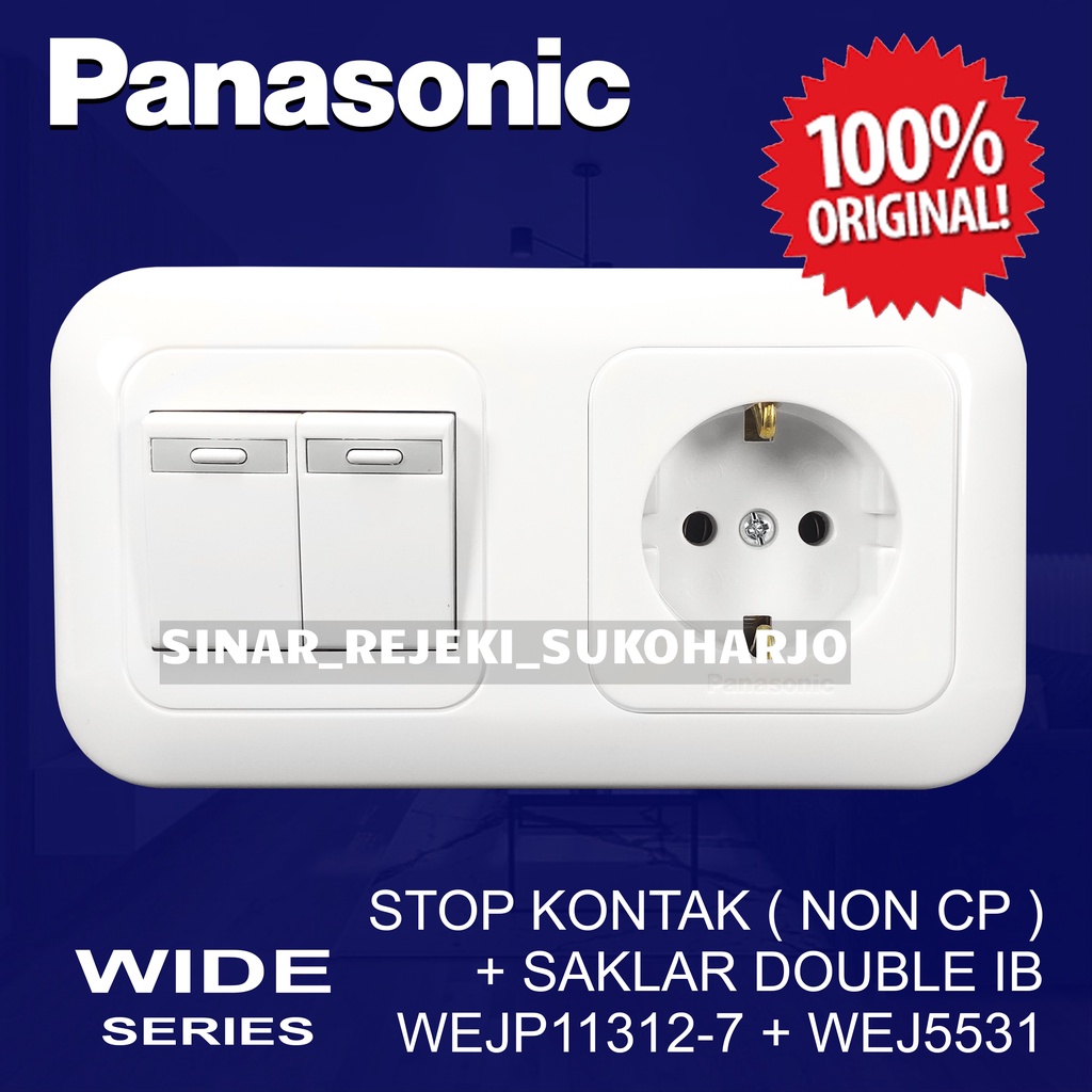 Panasonic IB Stop Kontak NON CP + Saklar Seri Warna Putih Inbow Tanam WEJ5531 + WEJ11312-7