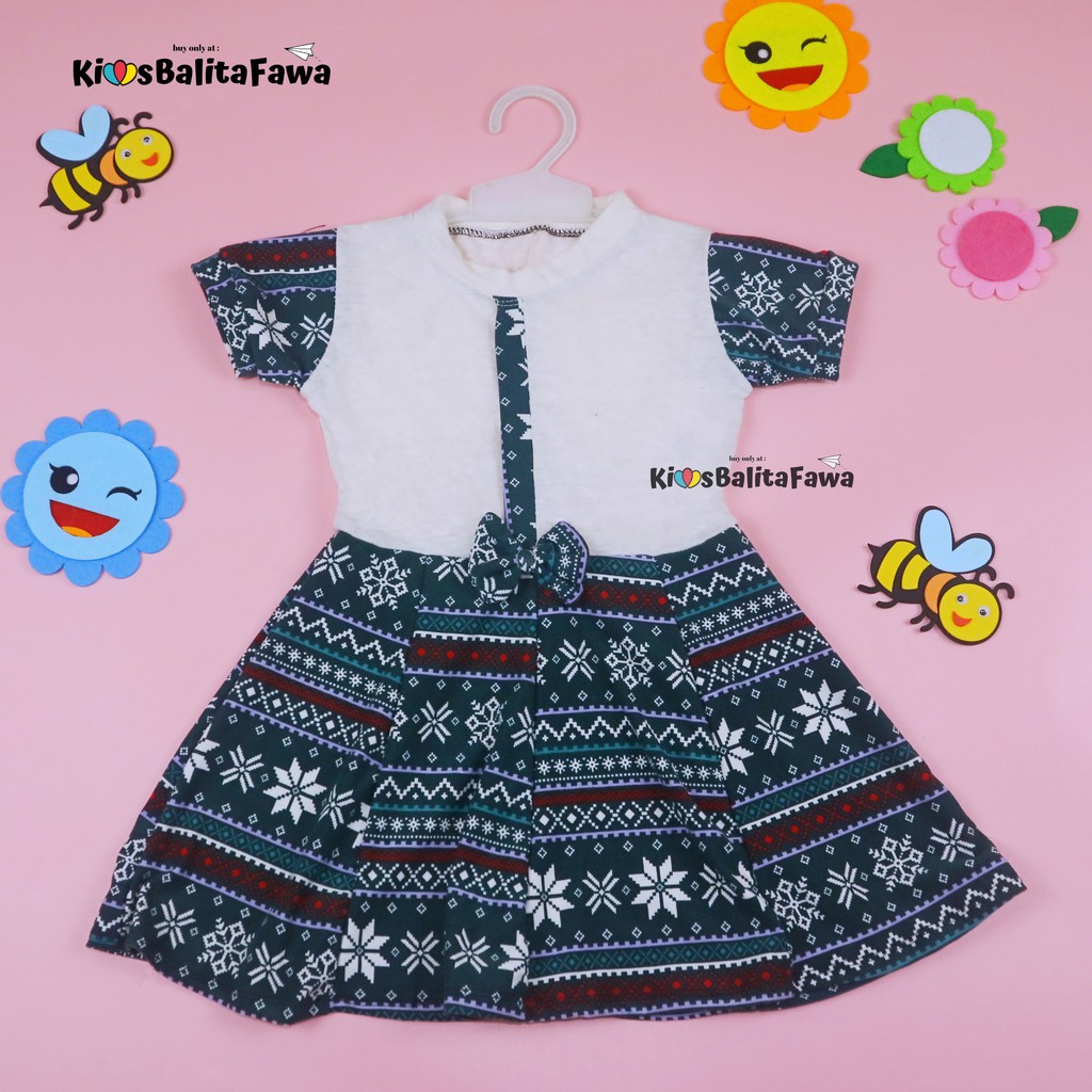 [NATAL] Dress Pita uk 1-2 Tahun / Dres Lengan Baju Gaun Pesta Anak Perempuan Harian Kids Adem Murah