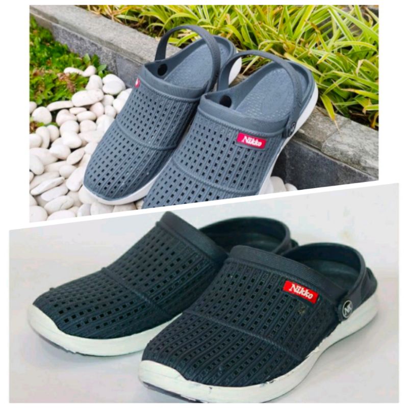 Sandal sepatu slop selop cowok pria karet BAKPAO anti air awet NIKKO 8151
