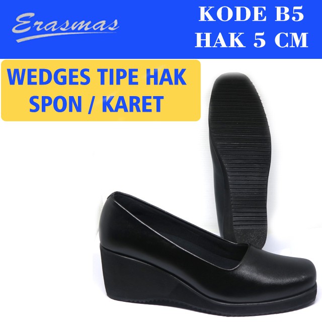 Sepatu Wedges Persit Bhayangkari Hak Karet 5 Cm B5 Erasmas Wedges Sol Karet Sepatu Wedges Formal