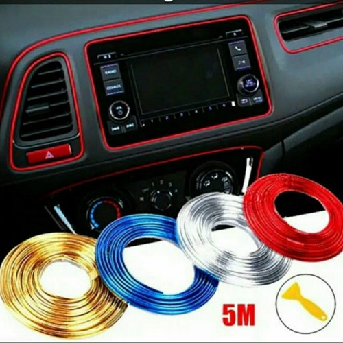 Cuci Gudang List Dashboard Trim Mobil Interior Dekorasi Lis 5 Meter Bonus Rakel