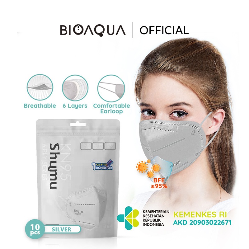 (Original) BIOAQUA x SHUMU Masker N95 KN95 6Ply Disposable Earloop Masker Kesehatan Face Mask Kf94