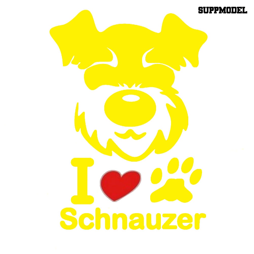 Sticker Decal Reflektor Dekorasi Mobil Gambar Anak Anjingtulisan I Love Schnauzer