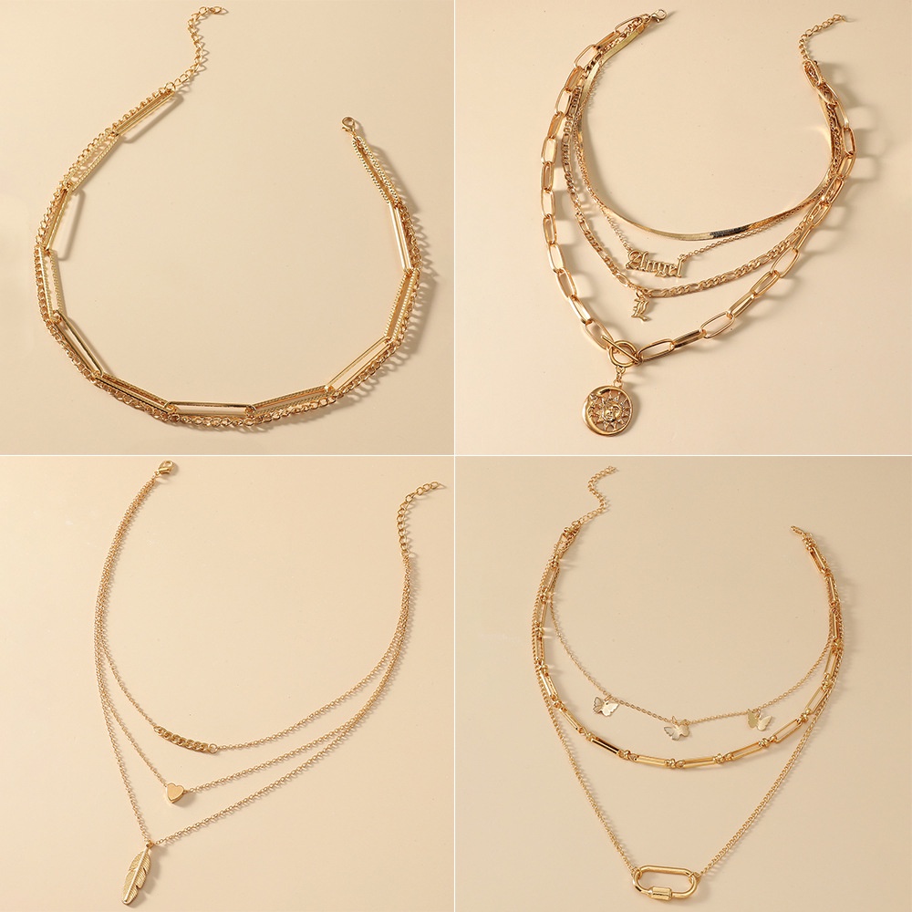 Kalung Choker Multilayer Liontin Gaya Retro Untuk Wanita - Kalung Choker Korean Fashion