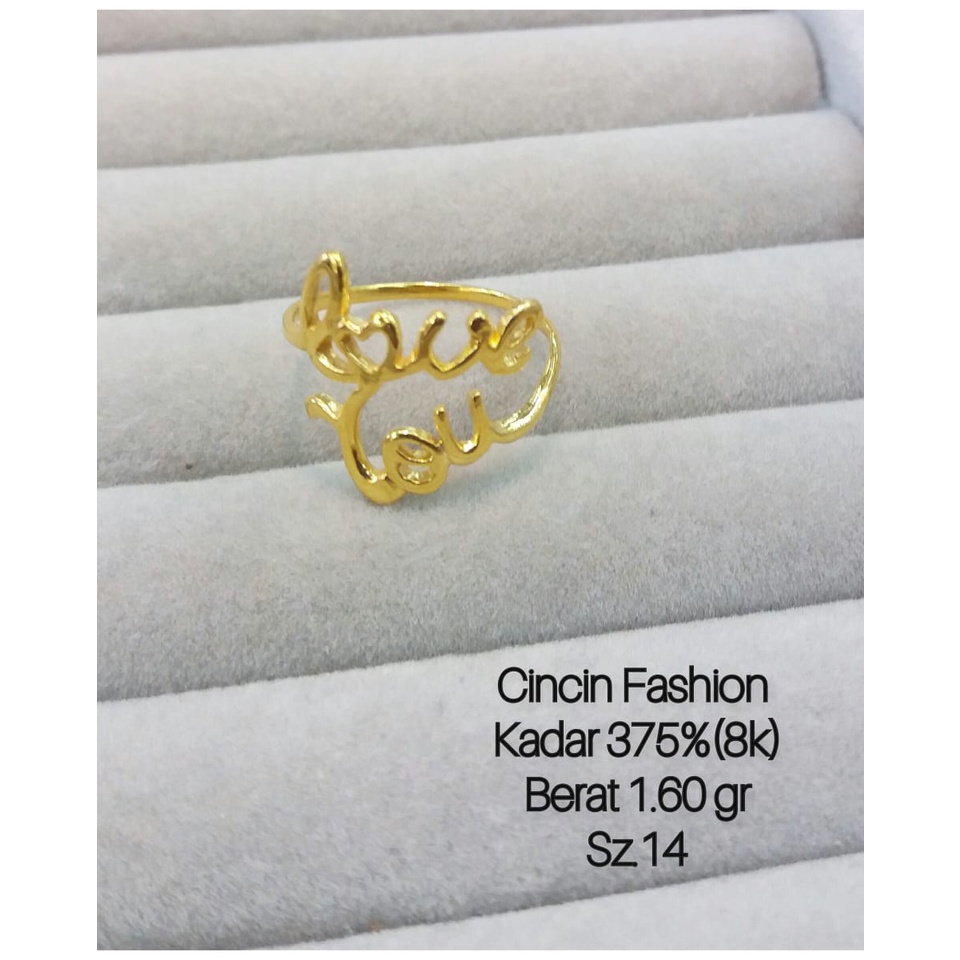 Cincin emas asli kadar 375/8karat loveyou edition ringan