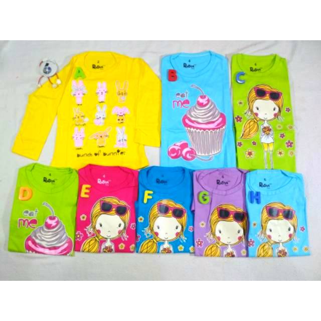 Atasan Kaos Panjang Anak Rysya Size 2 4 6 8 10 Sablon Atasan Kaos Panjang Anak Rysya Size 2 4 6 8 10 Sablon