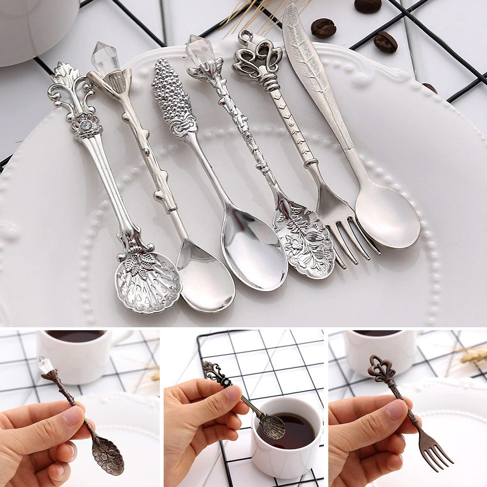 Set Sendok Garpu Teh Vintage Teaspoon Fork Royal Style