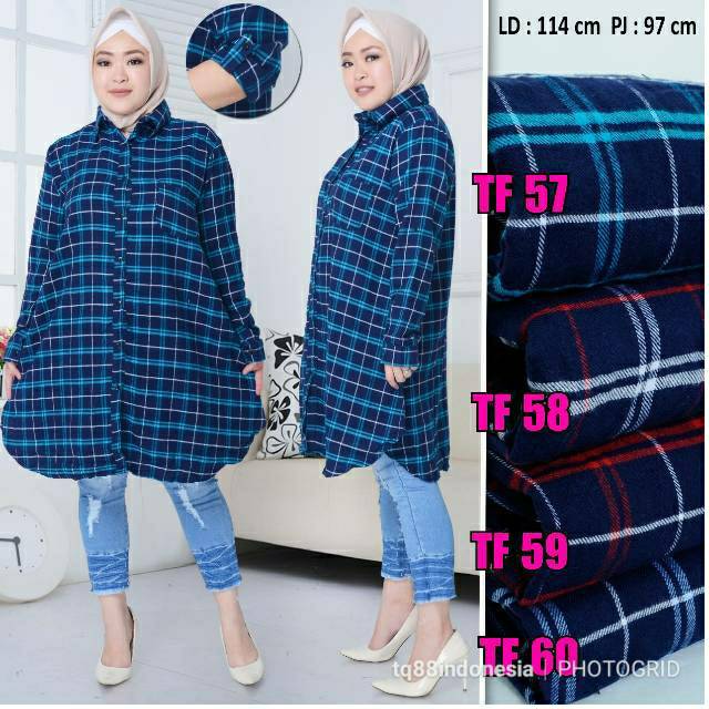 Tunik flanel jumbo/tunik flanel/tunik jumbo/tunik kotak kotak/tunik/tunik kemeja/tunik terbaru/tunik