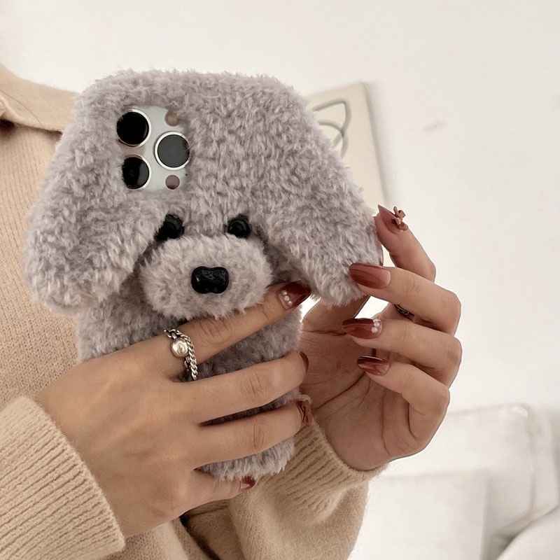 Casing iPhone 14 Pro Max 13 Pro Max 12Pro / Max Motif Teddy Bear Bahan Plush Untuk iPhone X Xr 11 Pro 7 8