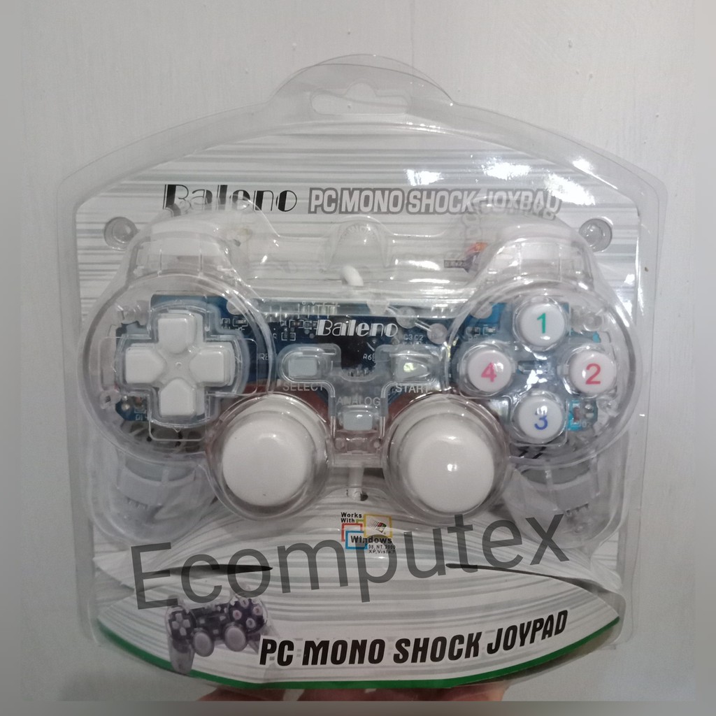 GAMEPAD SINGLE TRANSPARAN GETAR TURBO JOYSTICK ANALOG CONTROLLER PC MONO SHOCK JOYPAD BALENO