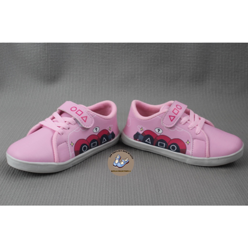 Sepatu Sneakers Anak Perempuan Murah Motif Squid Game Terbaru Dan Trendi Umur 3-10 Tahun - Pink
