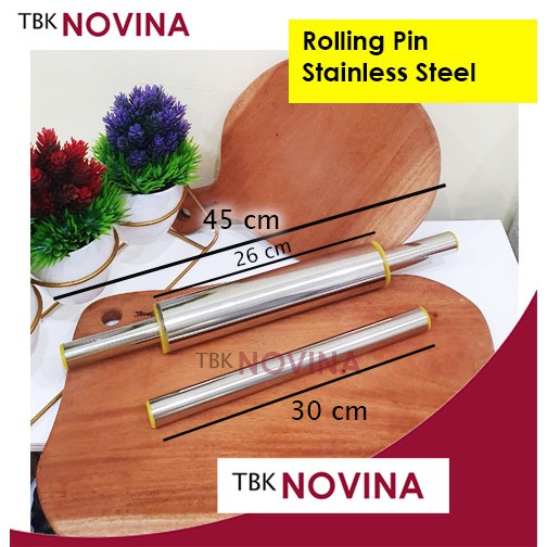 Rolling Pin Yellow Penggilas Adonan Kue Stainless Steel