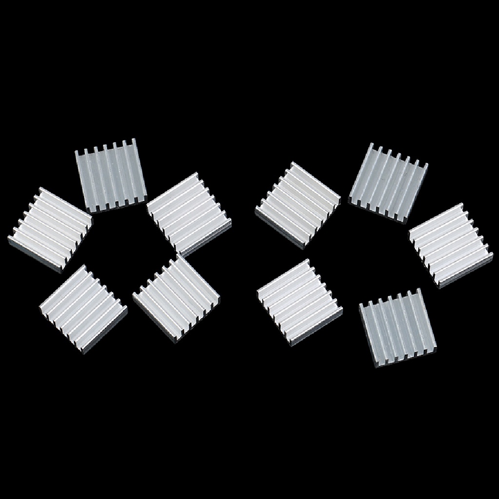 10pcs chip radiator Pendingin Elektronik Bahan Aluminum Ukuran 14x14 X 6mm