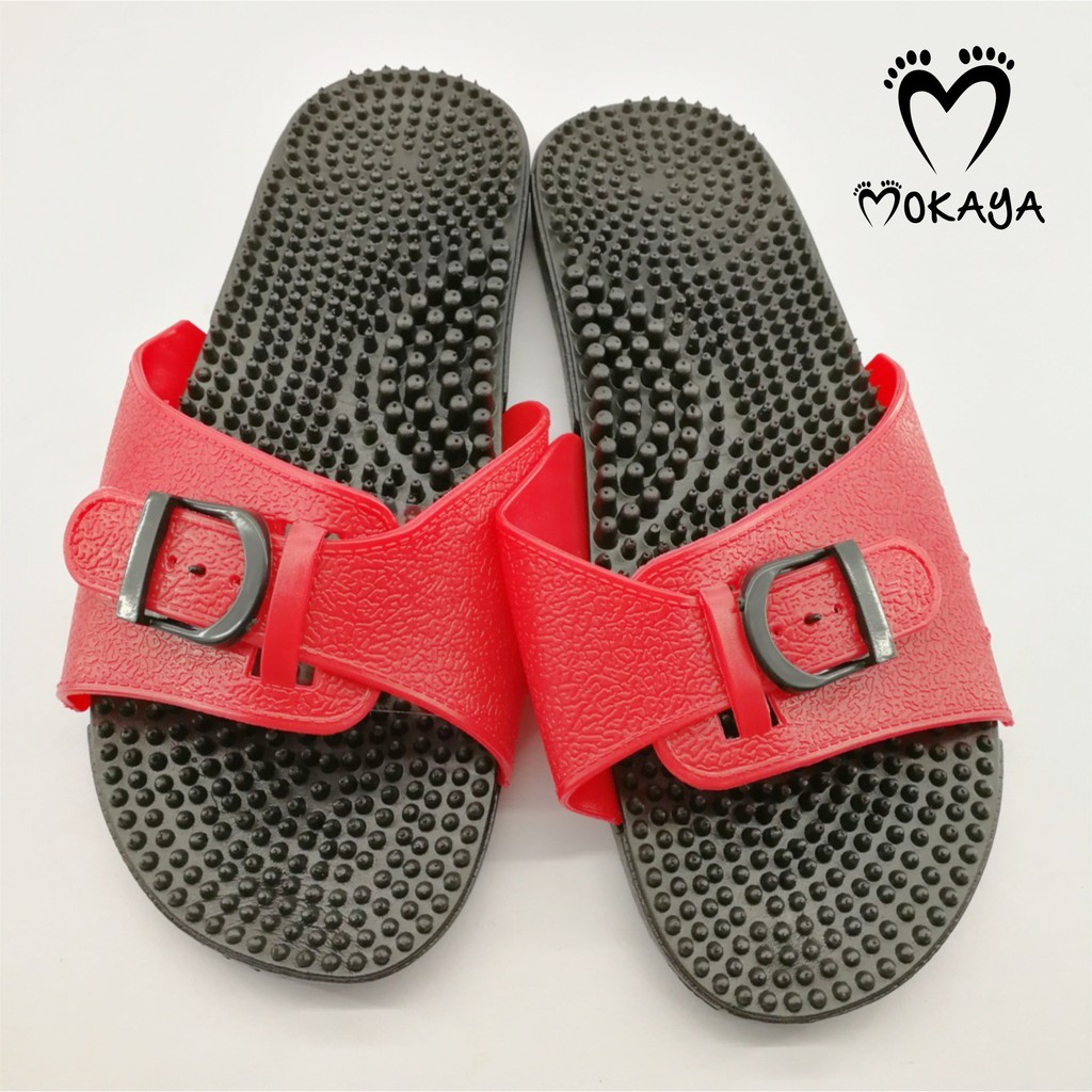 Sandal Slop Rematik Wanita Gesper Besar Empuk Keren Import Mokaya / Size 36-40 (015-1)-Hitam