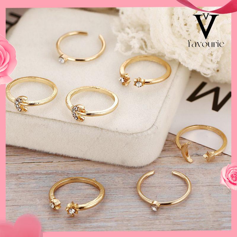 [COD]Cincin Starburst 7PCS Cincin Knuckle Pernikahan Wanita Vintage Kreatif-FA