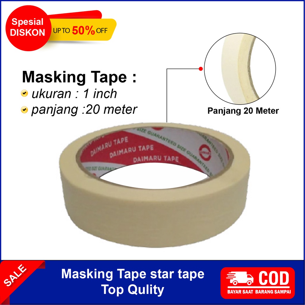 

Lakban Kertas Solasi Isolasi Solatip Kertas Masking tape 1 inci Kecil Murah