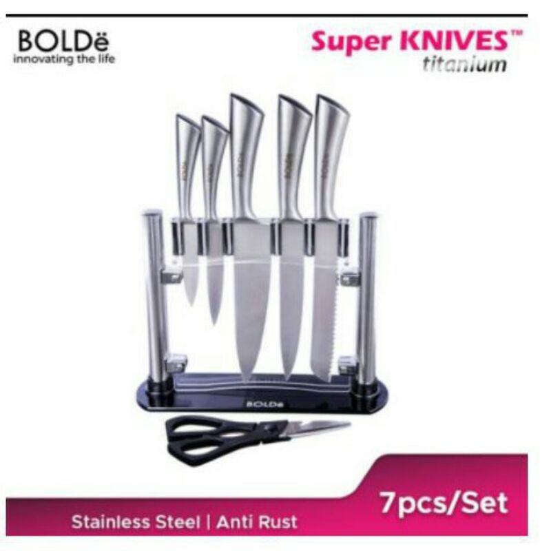 Bolde Pisau Set / Bolde Super Knives Titanium 7 pcs Set - Titanium SIlver