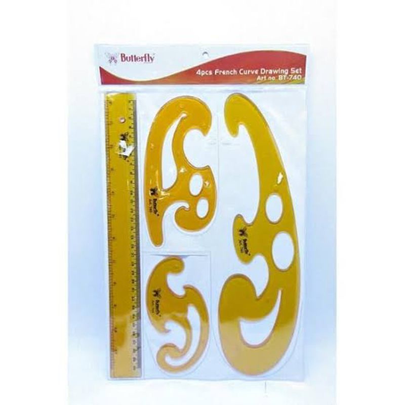 

Baru Butterfly Bt740 French Curve Drawing Set Penggaris Stensil Kurva Lengkung Pola Jahit Baju Mal