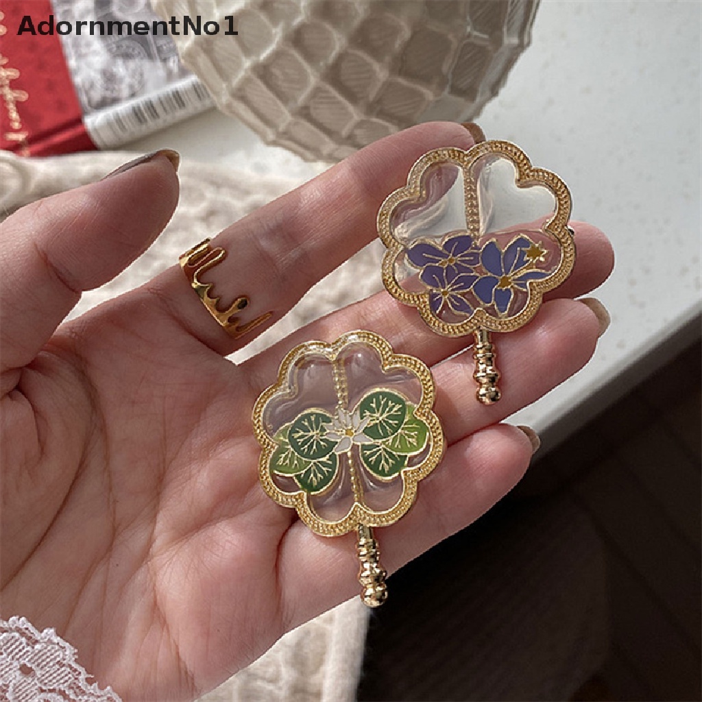 (AdornmentNo1) 2022 Bros / Pin Retro Elegan Bentuk Kipas Motif Bunga Bahan Metal Untuk Aksesoris Wanita