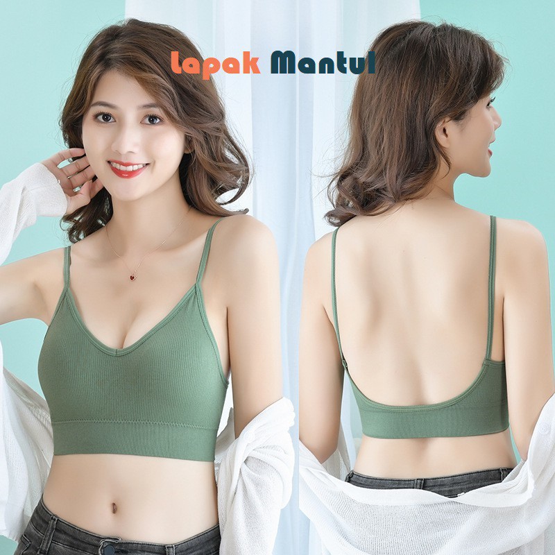 LM-0056 Sport Bra Wanita Tank Top Seamless Tanpa Kawat Elastis Sexy dengan Busa Kualitas Impor 606