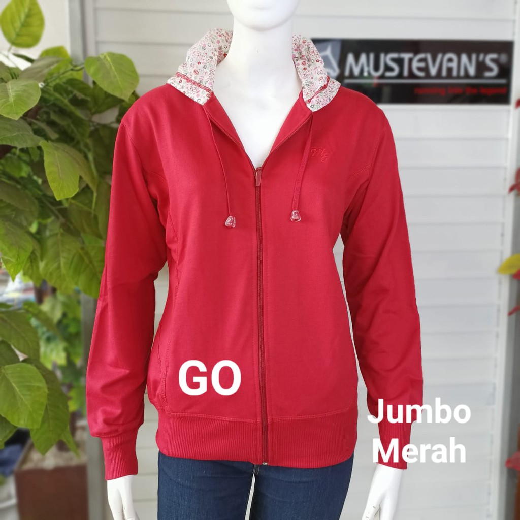 gof MUSTEVANS BIG SIZE JAKET WANITA Extra Size Jumbo Mama Size Sweater Polos Katun Casual Santai