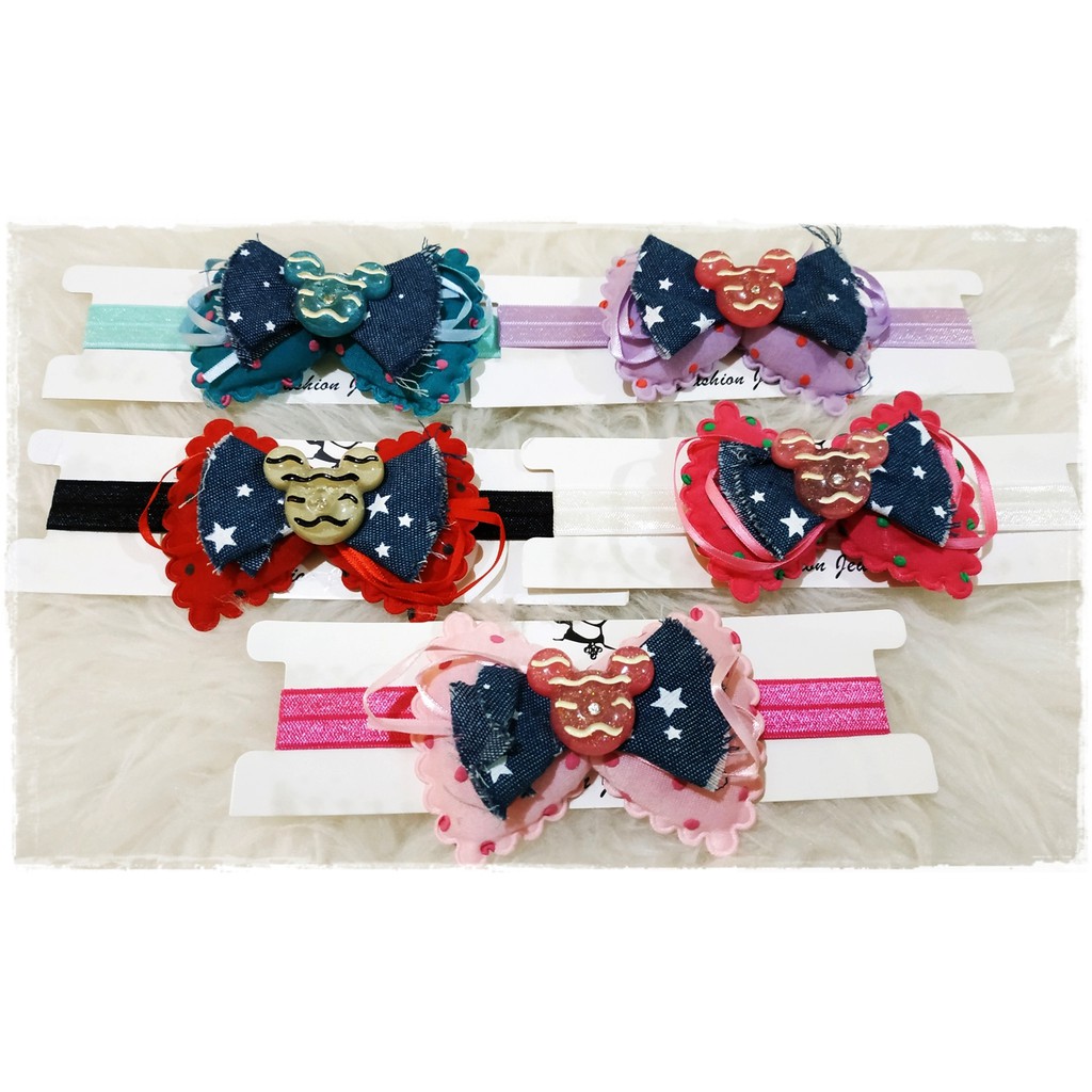 HG01 Headband Bandana Glossy Foe Pita Jeans Mickey Mouse 32cm