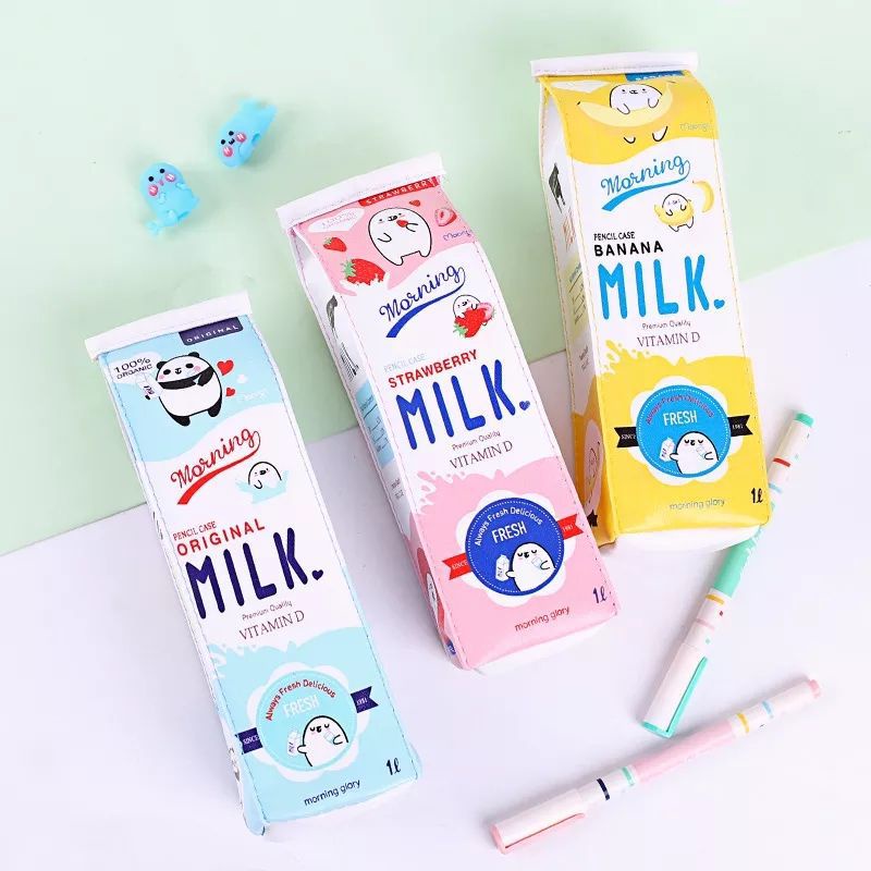 Tempat pensil kotak  MILK SUSU Lucu unik