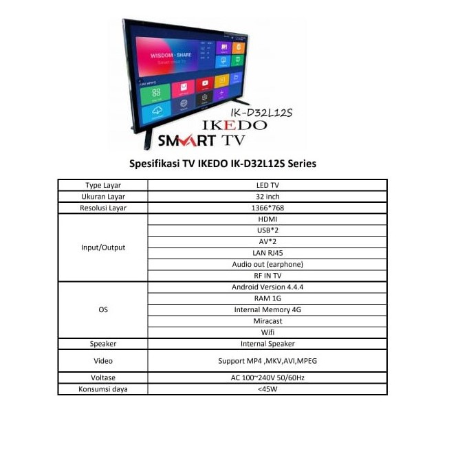 SMART TV 32 INCH IKEDO LK32L12 Android TV
