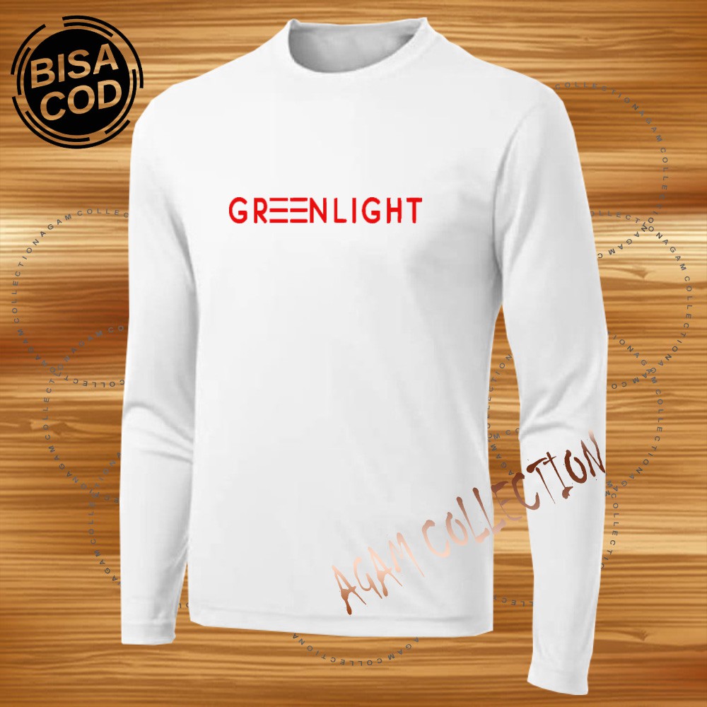 Agam Collection Baju Kaos Distro Greenlight Long  Text Merah Lengan Panjang Premium Quality