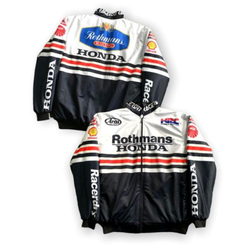 JAKET YAMAHA - JAKET HONDA - JAKET MOTOR - JAKET NASCAR PRIA PREMIUM - NASCAR RACING - JACKET RACING - NASCAR JACKET VINTAGE - VARSITY JACKET-honda putih