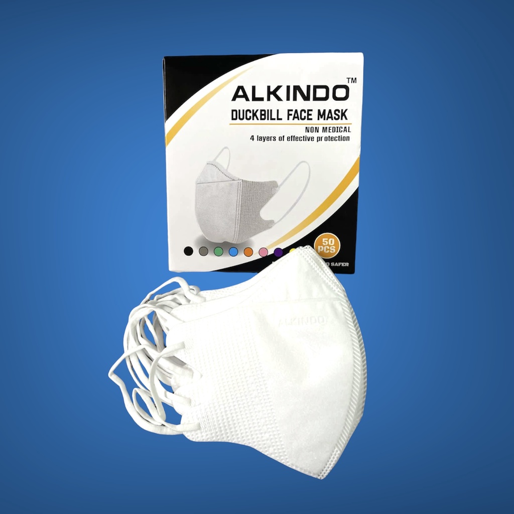 Masker Duckbill Alkindo Emboss 4ply | Alkindo Putih Earloop isi 50