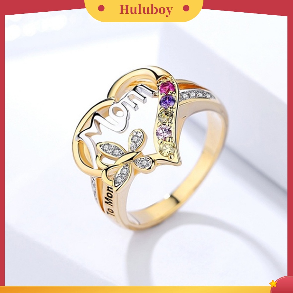 Hu Hu Hu Hu Hu Alat Bantu Pasang Kacamata♡ Cincin Desain Kupukupuhati Hollowtulisan Mom Hias Berlian Imitasi Untuk Wanita Butterfly