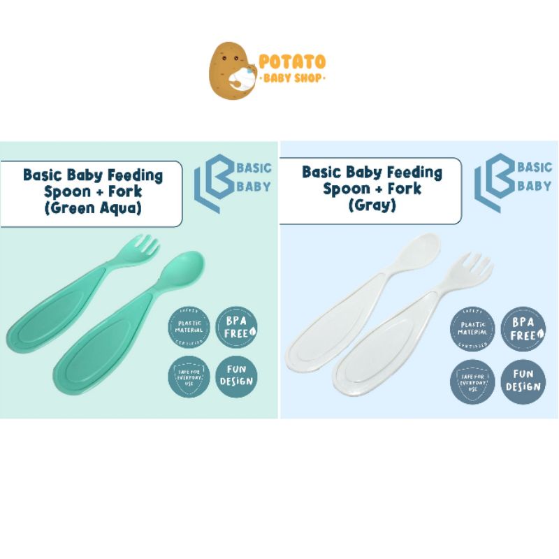 Basic Baby Feeding Spoon + Fork - Sendok Makan Anak